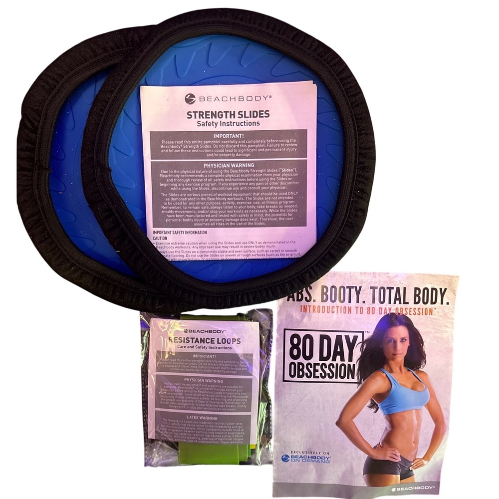 NEW Beachbody 80 Day Obsession Strength Slides Resistance Loops Workout Bundle